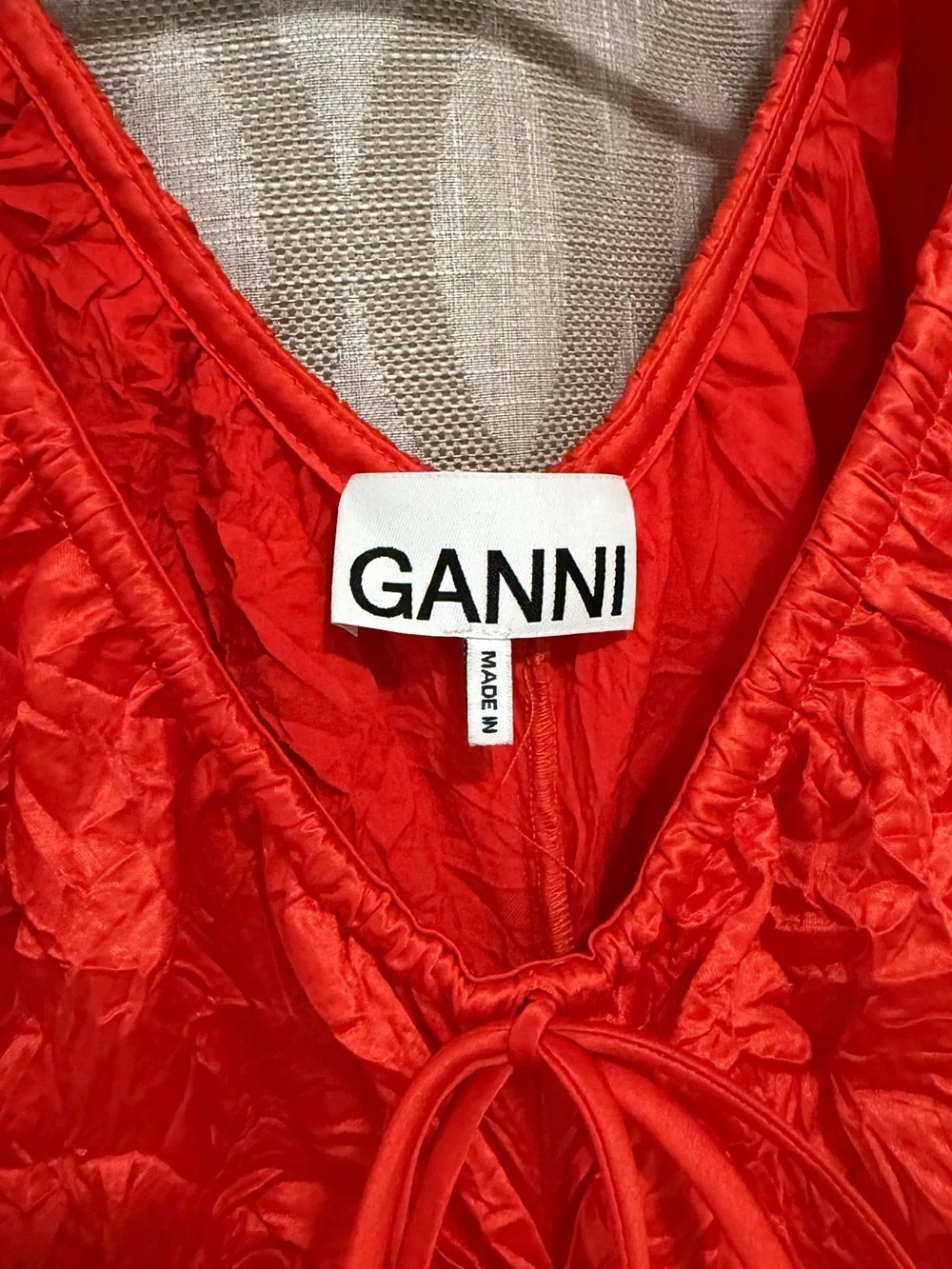 Ganni red crinkled
